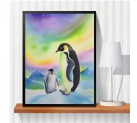 Suneve Penguin Snow Diamond Painting Kit,Diamond Art Kits for Adults,DIY diamond art painting for Beginner,5D Full Drill Round Diamond Gem Art Crafts for Home Wall Decor 105x135cm