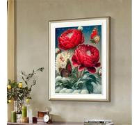 Suneve Peony Charming Diamond Painting Kit,Diamond Art Kits for Adults,DIY diamond art painting for Beginner,5D Full Drill Round Diamond Gem Art Crafts for Home Wall Decor 85x105cm