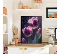 Suneve Rain Tulip Diamond Painting Kit,Diamond Art Kits for Adults,DIY diamond art painting for Beginner,5D Full Drill Round Diamond Gem Art Crafts for Home Wall Decor 55x75cm