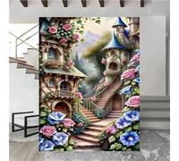 Suneve Retro Architecture Diamond Painting Kit,Diamond Art Kits for Adults,DIY diamond art painting for Beginner,5D Full Drill Round Diamond Gem Art Crafts for Home Wall Decor 35x55cm