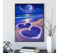 Suneve Seashore Moon Diamond Painting Kit,Diamond Art Kits for Adults,DIY diamond art painting for Beginner,5D Full Drill Round Diamond Gem Art Crafts for Home Wall Decor 75x95cm