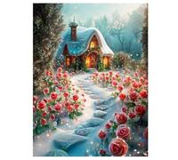 Suneve Winter Rose Diamond Painting Kit,Diamond Art Kits for Adults,DIY diamond art painting for Beginner,5D Full Drill Round Diamond Gem Art Crafts for Home Wall Decor 95x115cm