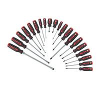 Sunex 1120SS, set di cacciaviti combinati, 20 pezzi, armadietto, scanalato, Philips, torx, resistente all'abrasione, durata migliorata, manico confortevole, riferimento rapido, supporto per riporre oggetti