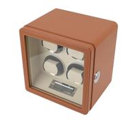 SUNFECILI Caricatore Automatico per Orologi per 4 Orologi Meccanici Pelle in Microfibra Sblocco Impronta Digitale Silenzioso Scatola Porta Orologi USB per Display per la Casa (Marrone)