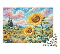 Sunflower 1000 Pezzi Di Cartone Alta Qualità Sunflower Field Gioco Puzzle Ragazzi Principianti Puzzle Ultra-difficile Regalo Festa Del Papà Regalo Natale Puzzle 38x26cm/1000pcs
