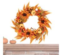 Sunflower And Pumpkin Decorative Wreath, Artificial Sunflower Wreath, Thank