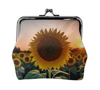 Sunflower and Sunset stampato microfibra PU Leather Wallet Kiss Lock Mini Pouch per rossetto Key Change Organization