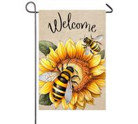 Sunflower Bee Spring Summer Fall Flower Welcome Bandiere Robuste Bandiera Colore Vivido Bandiera Da Giardino Per Cortile Esterno Balcone 30X45Cm