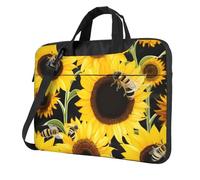 Sunflower Bees Laptop Tote Bag per uomo donna manica del computer portatile borsa a tracolla valigetta messenger borsa del computer, Nero, 14 inch
