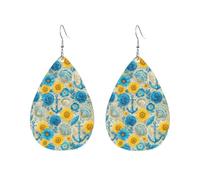 Sunflower, Blue Anchor And Seashell Orecchini Da Donna Moda Orecchini In Pelle Leggera Accessori Per Carnevale Feste Festa Della Mamma