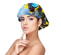 Sunflower Blue Butterfly - Cuffia da notte in raso per adulti, protezione e comfort per capelli, taglia unica, colore: nero