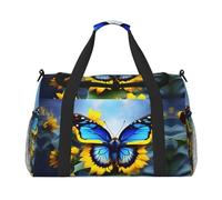 Sunflower Blue Butterfly È una borsa da viaggio a tracolla portatile con grande capacità e multifunzione, un must per i viaggi all'aperto