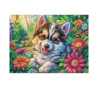 Sunflower Corgi Pup Puzzle 500 Pezzi Van Gogh Per Amanti Dell'arte Sunflower Meadow Flora Cartone Rigido Anti Riflesso Notte Stellata Per Decorazione Soggiorno Qualità Museale Top Vendita 500 PCS