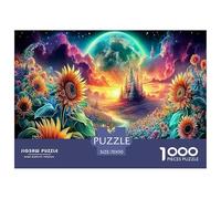 Sunflower Fantasy 1000 pezzi per adulti e bambini: castello di girasoli al tramonto, giochi educativi adatti alla decompressione 70x50 cm/1000 pezzi