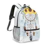 Sunflower Feathers Dreamcatcher Bohemian 40,6 cm zaino verde acqua blu pallido acquerello stampa artistica modello all-over zaino da viaggio, 02, L, Casual