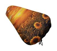 Sunflower Field Sunset Sea of Flowers Bike Seat Rain Cover Impermeabile Antipolvere Bici Sella Cuscino Morbido Bicicletta Seat Pad Covers con coulisse per uomini e donne