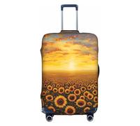 Sunflower Field Sunset Sea Of Flowers copertura per bagagli elastica lavabile stretch valigia Protector antigraffio copertura da viaggio, bianco, Large