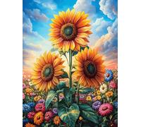 Sunflower Field Under A Magical Sky Puzzle 300 Pezzi Per Decorazione Ingresso Scenery Science Fiction Cartone Di Alta Qualità Paesaggi Italiani Per Arredamento Da Passatempo Con Colla Inclusa Qualità