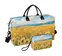 Sunflower Field under Bright Sunlight - Borsa da viaggio per weekender, per sport, palestra, con tracolla regolabile, per escursionismo, multifunzionale, campo di girasole sotto la luce del sole, 1