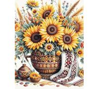 Sunflower Folk Art Notebook: Ukrainian Floral Composition Notebook| 8.5" x 11" | 100 Pages | Lined Journal