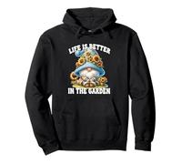 Sunflower GNOME Dad for Mom Life Is Better in The Garden Felpa con Cappuccio