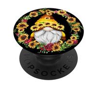 Sunflower Gnome For Gardener Grandma Cute Pattern Floral PopSockets PopGrip Adesivo