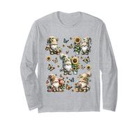 Sunflower Gnomes Love Gardening And Butterflies Cute Flower Maglia a Manica