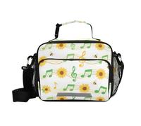 Sunflower Green Musical Note White Lunch Box per ragazze a prova di perdite borsa per il pranzo con portabottiglie con tracolla ragazzi campeggio