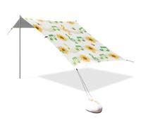 Sunflower Green Nota Musicale Bianco Progettato UPF50 Beach Cabana Impermeabile Portatile Sun Shelter con Sacchi di Sabbia e Pala per Famiglia Paraguas para Playa