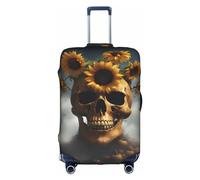 Sunflower Halloween Skull Print Unique Travel Luggage Cover Lavabile Anti Graffio Valigia Protector per Vacanze, bianco, Large