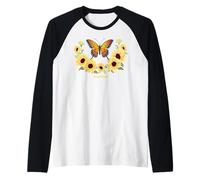 Sunflower Keep Positive Butterflies Quotes Butterfly Maglia con Maniche Raglan