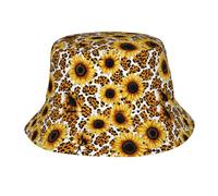 Sunflower Leopard Unisex Cappello da Sole Protezione UV Cappelli A Secchiello Pieghevole Bucket Hat per Viaggi All'Aperto Spiaggia Caccia