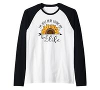 Sunflower Living my Best Life - Maglietta con citazione positiva Maglia con Maniche Raglan