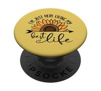 Sunflower Living my Best Life - Maglietta con citazione positiva PopSockets PopGrip Adesivo