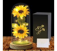 Sunflower Mother'S Day Gifts for Women, Artificial Flowers in Glass Dome, Eterna