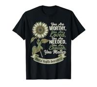 Sunflower Motivational Consapevolezza della Salute mentale Uomini Donne Maglietta con Stampa Grafica Economica