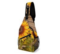 Sunflower on Wood Sling Bag for Men Women Crossbody Backpack Take Me to Paris Crossbody Bag Chest Bags for Travel Sport