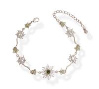 Sunflower Princess Gemstone Bracelet,Adjustable Elegant Purple Zirconia Floral Jewelry for Women Birthday, Anniversary or Valentine’s Day Gifts (A)