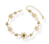 Sunflower Princess Gemstone Bracelet,Adjustable Elegant Purple Zirconia Floral Jewelry for Women Birthday, Anniversary or Valentine’s Day Gifts (B)