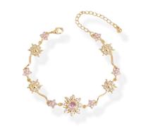 Sunflower Princess Gemstone Bracelet,Adjustable Elegant Purple Zirconia Floral Jewelry for Women Birthday, Anniversary or Valentine’s Day Gifts (E)