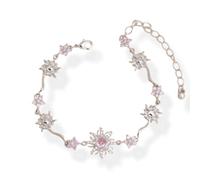 Sunflower Princess Gemstone Bracelet,Adjustable Elegant Purple Zirconia Floral Jewelry for Women Birthday, Anniversary or Valentine’s Day Gifts (F)
