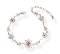 Sunflower Princess Gemstone Bracelet,Adjustable Elegant Purple Zirconia Floral Jewelry for Women Birthday, Anniversary or Valentine’s Day Gifts (C)
