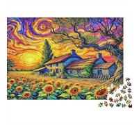 Sunflower Puzzles 1000 Pezzi Carta Riciclata Starry Night Adulto Puzzles Developing Bambini‘s Intelligence Gioco Educativo for Family 38x26cm/1000pcs