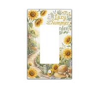 Sunflower Single Rocker Light Switch Cover, Summer Rustic Garden Bee Summer Yellow Plastic Standard Size Decorative Wall Plates for Home Living Room New Apartment Decor