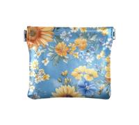 Sunflower Snapdragon Garofano Blu Piccolo Portamonete in Pelle da Donna Impermeabile Trucco Borsa Cambiamento Borsa per le Donne Viaggio, Girasole Snapdragon Garofano Blu, 1 size, Stampa artistica