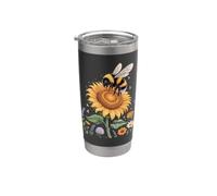 Sunflower Springtime Honey Bee Beekeeper Bicchiere termico in acciaio inox doppia parete
