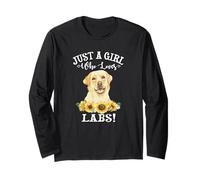 Sunflower Womens Just A Girl Who Loves Yellow Labs Mom Lover Maglia a Manica