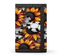 Sunflower WSOP Poker Portafogli Trifold con Porta Soldi Porta Carte di Credito 8 Slot Portachiavi Finestra Foto per Uomo Donna, Modello 38., Taglia unica, Per tutte le stagioni