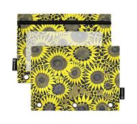 Sunflower Yayoi Kusama - Astuccio con 3 anelli, con cerniera, 2 pezzi, borsa per il trucco riciclata e accessori di cancelleria
