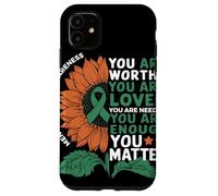 Sunflower You Are Worthy Loved Needed Mental Health Custodia per iPhone 11